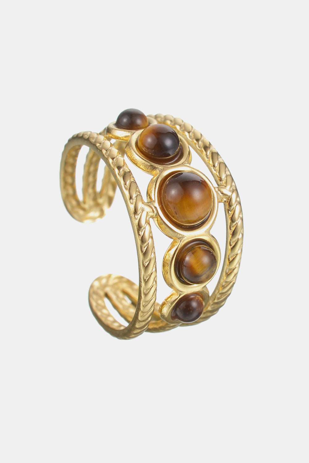 18K Gold Plated Nature Stone Open Ring