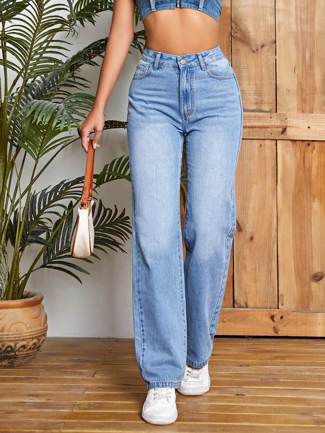 High Waist Straight Leg Jeans