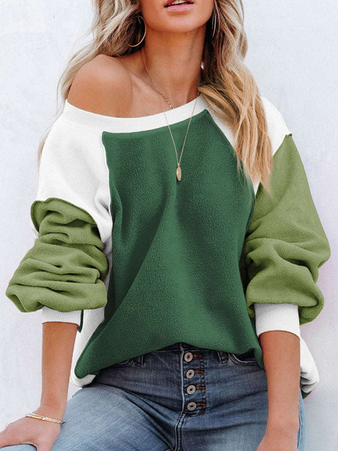 Color Block Exposed Seam Sweatshirt