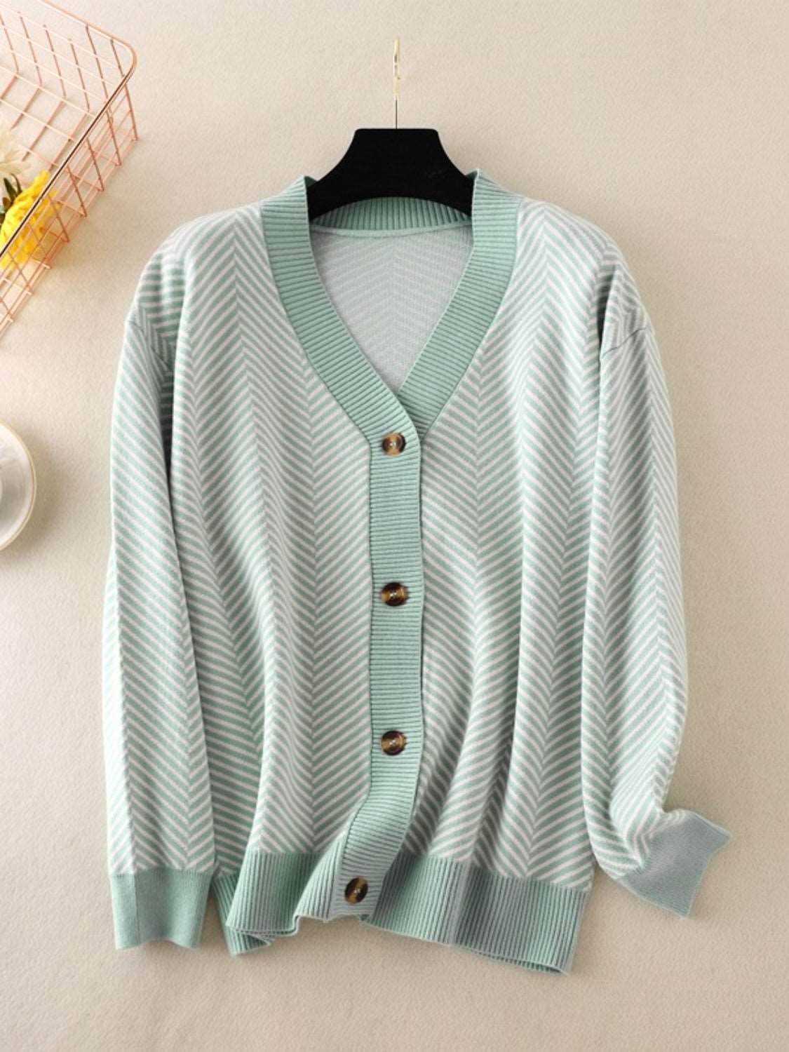 Button Down V-Neck Cardigan