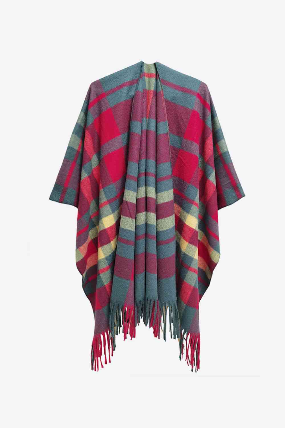 Plaid Fringe Detail Polyester Scarf